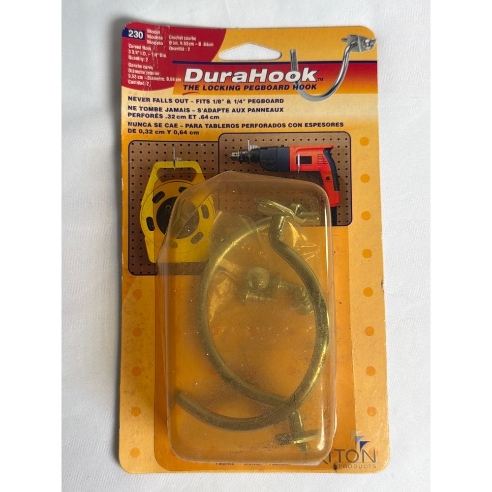 CURVED Triton Products DuraHook Pegboard Hook Unisex OS Gold NEW